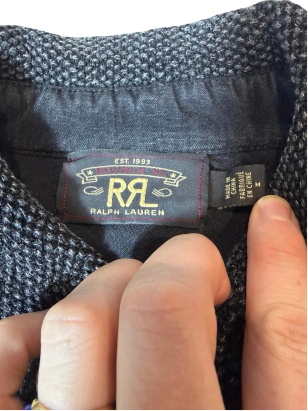 RRL Ralph Lauren Jacquard Julius Shirt Jacket Black Indigo Men’s M